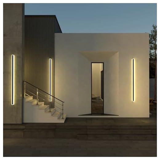 Ozarke Immense Modern Outdoor Wall Lights- LED Exterior Linear Light Fixture Wall Mount, UL Listed Sconce Light for Garage, Patio, Front Door & Porch, Hard Wired, Warm 3000K Dimmable (24 Inches)