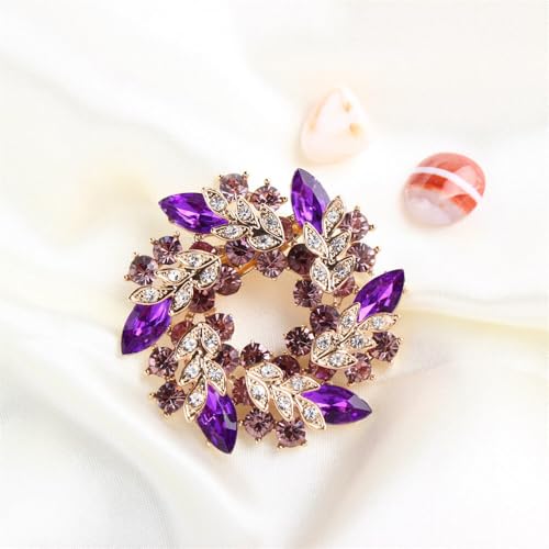 Image of Colorful Rhinestone Crystal Sunflower Brooch Pin for Women Dress Hat Decoration