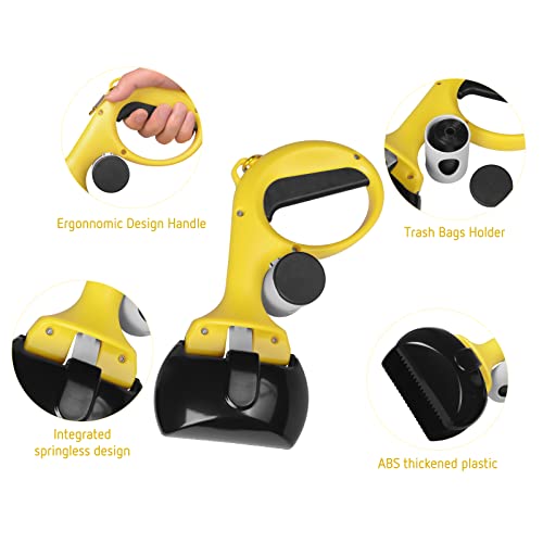 Pet Pooper Scooper for Dogs and Cats with Trash Bags Holder, Non-Breakable High Strength Material Poop Scooper for Easy Grass and Gravel Pick Up(Including a roll of Trash Bag) (Yellow) Pet Pooper Scooper for Dogs and Cats with Trash Bags Holder, Non-Breakable High Strength Material Poop Scooper for Easy Grass and Gravel Pick Up(Including a roll of Trash Bag) (Yellow)