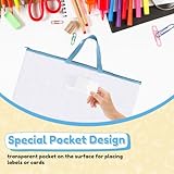 DOINEUFL Art Bag, 17 x 24 Inch Portfolio Case, Clear Mesh A3 Art Folder with Card Holder for Paintings, Homework, File Storage (Blue) - Image 4