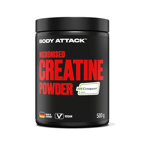 Body Attack Micronised Creatine Powder (Creapure®) 500 g - hochwertiges Kreatin 100% Made in Germany - hochdosiert für Fitness & Kraftsport, vegan