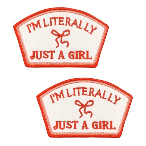 2 PCS I'm Literally Just A Girl Embroidered Tactical Patch Cute Girly Emblem Applique Hook and Loop Badge Patches for Pouch,Vest,Hat,Backpack,Biker,Uniforms,Jacket,Jeans,Bag,Clothes,Armband,Pants