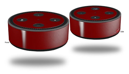 Skin Wrap Decal Set 2 Pack for Amazon Echo Dot 2 - Solids Collection Red Dark (2nd Generation ONLY - Echo NOT Included)