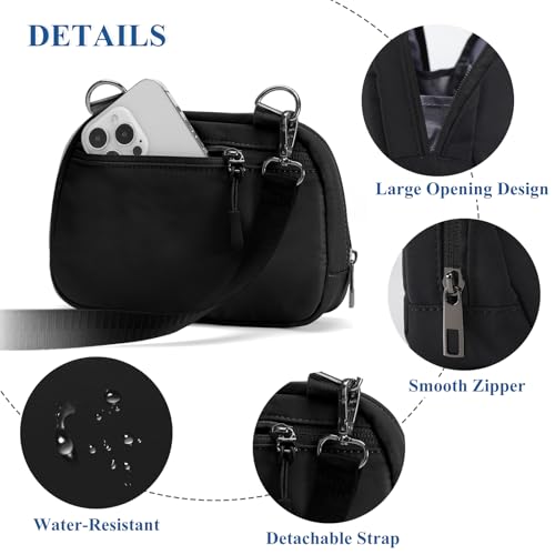 MAXTOP Kleine Crossbody Bag Damen Umhängetasche Damen mit abnehmbarem Riemen Cross Body Bag Sling Cell Phone Purse für Travel Essentials Schwarz