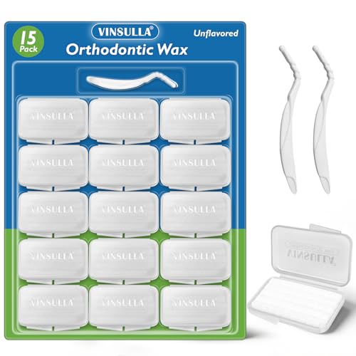 VINSULLA Orthodontic Wax Strips, Pre‑sized Dots,Safe All Ages,15 Packs