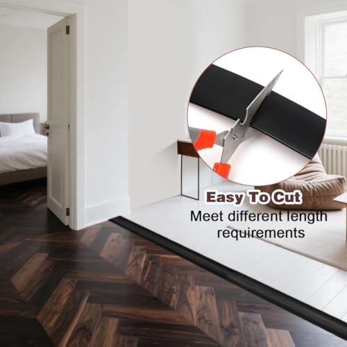 Übergangsprofil, T Profil Übergangsleiste Bodenleiste Selbstklebender, Türschwellen Leiste Spaltabdeckung Trennleiste für Türschwellen und Verbindungsböden von Laminatdielenfliesen,3mx5cm (Schwarz)