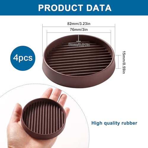 VooGenzek 4 PCS 3”/7.6cm Round Non Slip Furniture Pads, Bed Stoppers Rubber Furniture Feet - Image 2