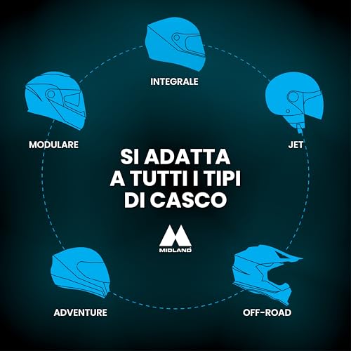Midland - Interfono Moto Bluetooth BTX2 Pro S Singolo, Auricolari Casco Impermeabili IPX6, Doppio Processore Bt, 800 M, 4 Coppie, Batteria 23H, Cancellazione Rumore, Audio Hi-Fi, Universal Intercom - 10