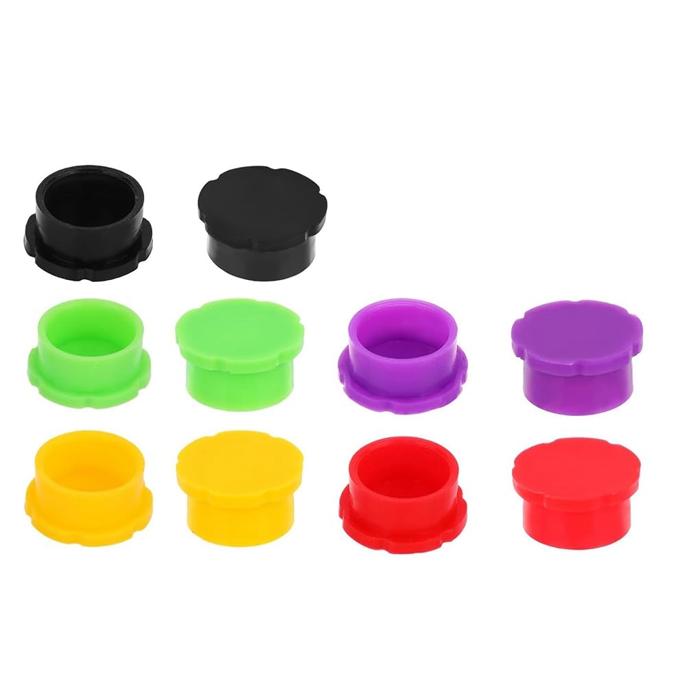 UDSKNV[KSL 10pcs 3ml Glass Vial Protective Caps, Multi-Color Rubber Leakproof & Reusable Lids for Essential Oil Bottles & Lab Use