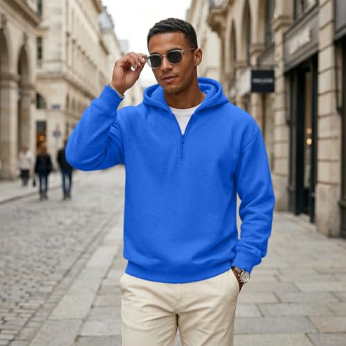 Men Zip Up Hoodie Classic Fleece 1/4 Zip Big and Tall Sherpa Hoodie - image 5