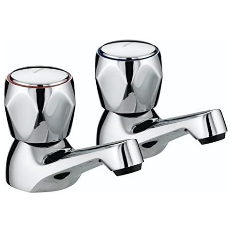 Bristan VAC 3/4 C MT Club Bath Taps with Metal Heads - Chrome Plated Cover