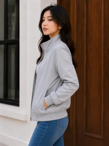 Image of Women's Regular Fit Jacket For Casual Wear || Full Zip Mock Neck Casual Jacket | Full Sleeve Oversized Stylish Jacket For Women ||Regular Fit Zip-Up Casual jacket | bomber jacket for women