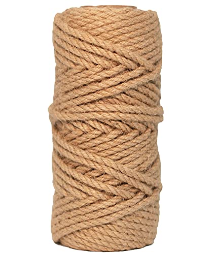 100 Feet 5mm Jute Twine, Heavy Duty Jute Rope, Natural Hemp Rope for DIY Arts Crafts, Gardening, Bundlingï¼ŒHome Decorating, Cat Scratching Post