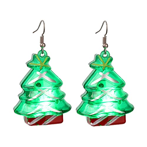Bonitos aretes colgantes de gancho con luces LED de Navidad para mujeres, adolescentes y niñas, árbol de Navidad, bombillas coloridas, colgantes que brillan en la oscuridad, joyería de regalo de