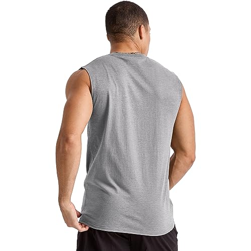 Hanes Pacote com 3 camisetas masculinas Essentials de peso médio, algodão musculoso, pacote com 3, O