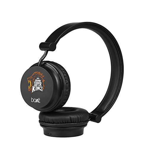 Image of boAt Rockerz 400 Chennai Super Kings Edition Bluetooth Headphone with Super Extra Bass, Up to 8H Playtime, Dual Connectivity Modes, Foldable Earcups and Lightweight Design (Black)