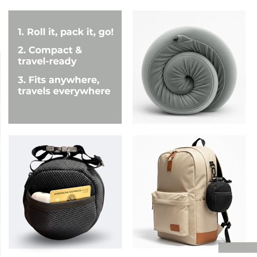 Image of Lifelong Neck Pillow for Travelling | Memory Foam Neck Rest for Sleeping in Airplane & Car | Soft & Comfortable Neck Support | Adjustable Velcro Straps & Travel Pouch | Ideal for Office & Home (Grey)