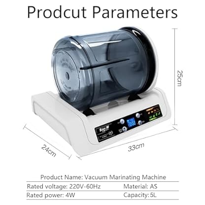 GESAIDES Elektrische Vakuum-Lebensmittel-Tumbling-Maschine, Multi-Marinator Automatische LCD-Smart-Hamburger-Beizmaschine 5L für die Küche Lebensmittelverarbeitung Haushalt – Bild 7