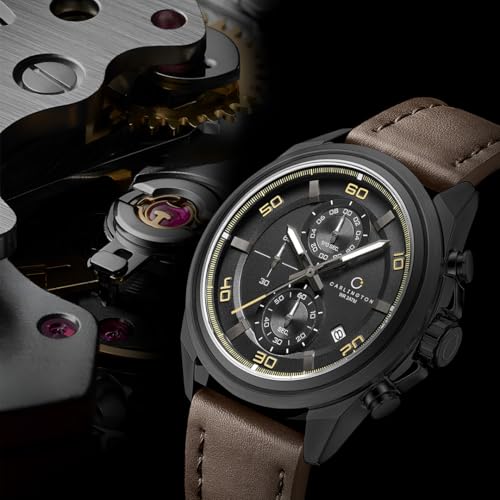 Image of Carlington Nitro Analog Chronograph Men's Premium Leather Strap Wrist Watch | Quartz Movement | Water & Shock Resistant Watch for Men | Casual & Formal Wear - CT 8075