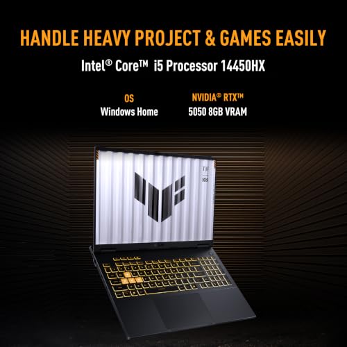 Image of ASUS TUF F16 (2026),(14th Gen),Intel Core i5 14450HX,RTX 5050-8GB,16GB RAM (Upgradeable),512GB SSD,FHD+,16 inch(40 cm),Win 11,M365 Basic(1Y),Office 2024,Jaeger Gray,2.2 Kg,FX688JHI-TU364WS,Gaming Laptop