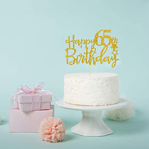 Gold Glitter Happy 65Th Birthday Cake Topper,Hello 65, Cheers To 65 Years,65 & Fabulous Party Decoration #TOP5