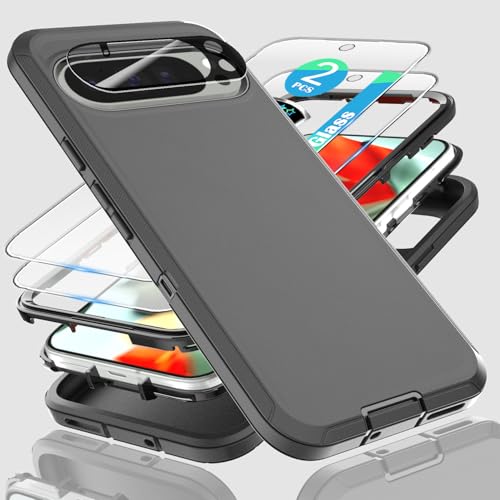 Coque Pixel 10 Pro XL 3 en 1 ultra robuste avec verres tactiles 0.18 pouce noir