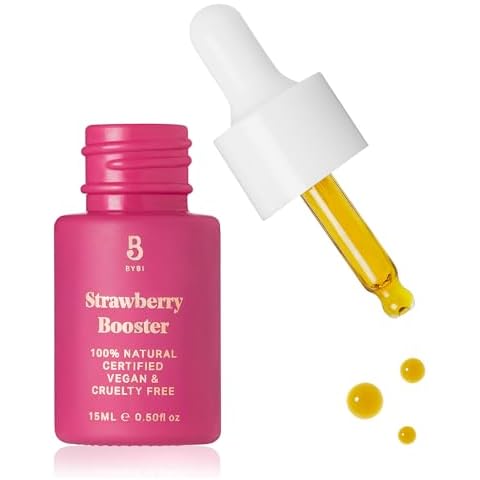 BYBI Beauty Strawberry Booster Face Serum for Dry, Irritated Skin - Hydrating Vegan Facial Oil - Repair & Moisturise Damaged Skin - Antioxidant-Rich Strawberry Seed Oil - 15ml Cover