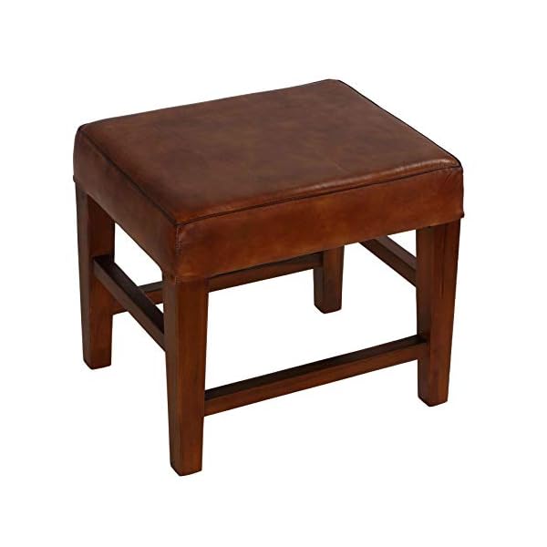Bare decor alvin genuine leather ottoman with solid teak wood legs brown  urban country home decor