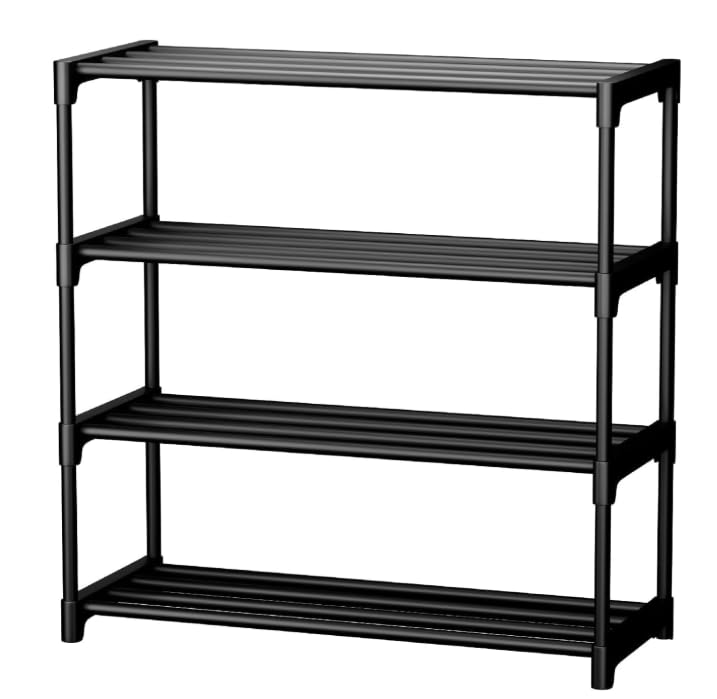 Shoe Rack 4 Tier Shoe Rack with Shelf, Folding Shoerack for Bedroom, Living Room, Entryway, White, Footwear Stand for Home, Shoerack Plastic with Only 4 Layer (4 Shelf)-image-48