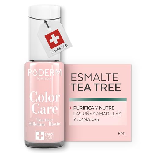 PODERM - ESMALTE DE UÑAS TEA TREE PARA HONGOS DE UÑAS - COLOR ROSA - TRATAR LAS UÑAS AMARILLAS/DAÑADAS - Esmastas-cuidado - Previene y trata HONGOS - CUIDADO 2 IN 1 - FÓRMULA ÚNICA - Hecho en Suiza