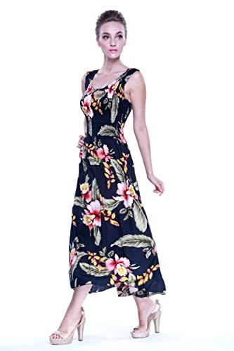 Image of Family Matching Hawaiian Clothes, Black Rafelsia | Lightweight 100% rayon • Family matching outfits • Beach vacations • Luaus • Cruises • Family photos