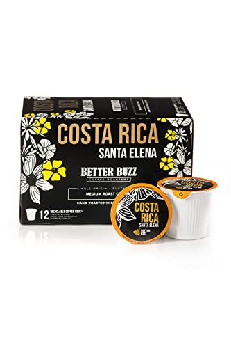 Better Buzz Costa Rica Medium Roast Coffee Pods 12Ct, California Solar Energy Produced Recyclable Coffee Pods, Small Batch Roasted Single Origin Coffee, K-Cup Compatible, Life's Better Buzzed #TOP5