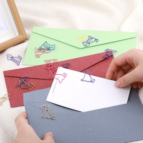 TIESOME 50 Stück bunte Tier-Lesezeichen-Clips, Hund Katze Metallklammern, lustige Bürogeschenke (Dogs)