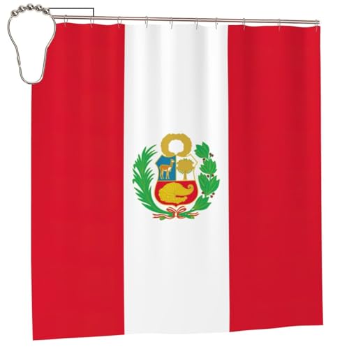 Rideau de douche Pérou en polyester imprimé 183x183 cm avec 12 œillets