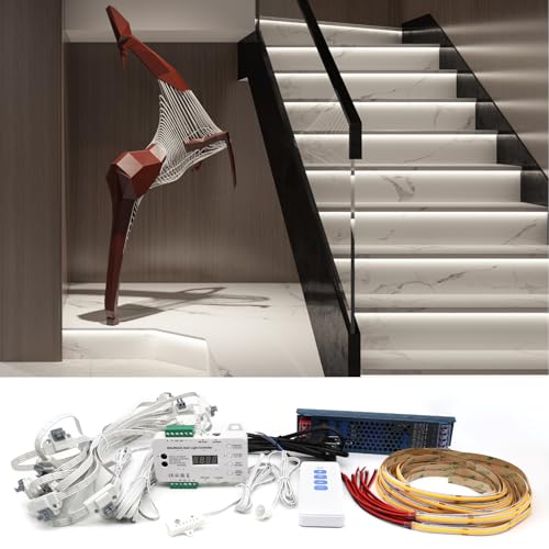 Consejos para Comprar Cables principales los más solicitados. 42 MALIIGAZA Kit de luces LED de escalera con sensor de movimiento inteligente con cable principal y sensor de luz diurna, control paso a paso de 47.2 pulgadas, tira de luces LED...