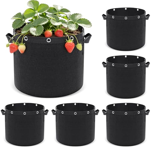 Newthinking Bolsas de Cultivo - 6 Bolsas de 20L Bolsa Cultivo con Ojetes Metalicos (LST) y Asas, Tela Reforzada Tomateras Maceta y para Todo Tipo de Plantas