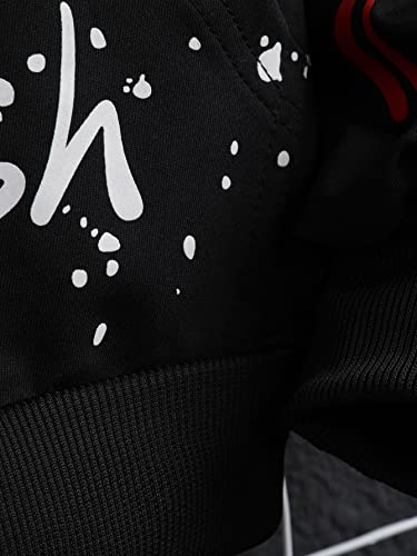 WDIRARA Men's Letter Cartoon Graphic Print Drawstring Hoodie Long Sleeve Sweatshirt with Pocket4