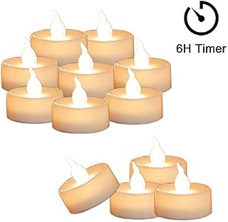 Cozeyat 12pcs Tea Lights Led Flickering with Timer