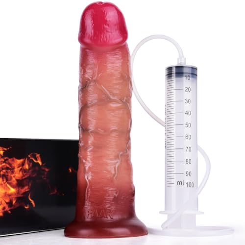 FAAK 8,5'' einführbarer großer Ejakulationsdildo, ultra realistischer Squirting Dong für Fetisch Cumming Fantasie, flexibles Sexspielzeug mit starker Saugkraft für Unisex-Masturbation