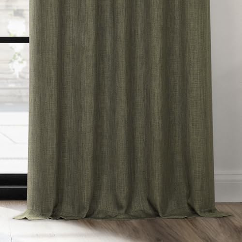 Image of HPD Half Price Drapes - Faux Linen Curtains for Living Room (2 Panels) - 50W X 96L - Textured Room Darkening Curtains for Bedroom 96 Inches Long - Drapes for Home Decor, Khaki Green