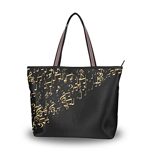 HMZXZ Sac à main et sac à main noir avec motif note de musique pour femme Sac fourre-tout grande capacité Sac à bandoulière - Multicolore - multicolore, Large Cover