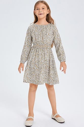 Girls Floral Smocked Waist Dress Church Holiday Playwear Soft Midi Dress with Pockets4