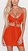 GOBLES Women's Sexy Bodycon Spaghetti Strap Ruched Lace Up Mini Club Dress Orange