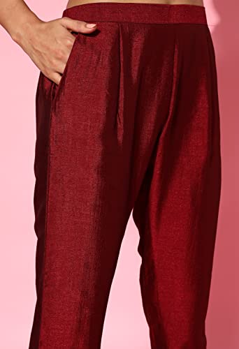 Image of LYMI LABEL Kurta Palazzo Set For Women - Poly Georgette Foil Printed Regular Fit A-Line Kurta Palazzo Set For Women