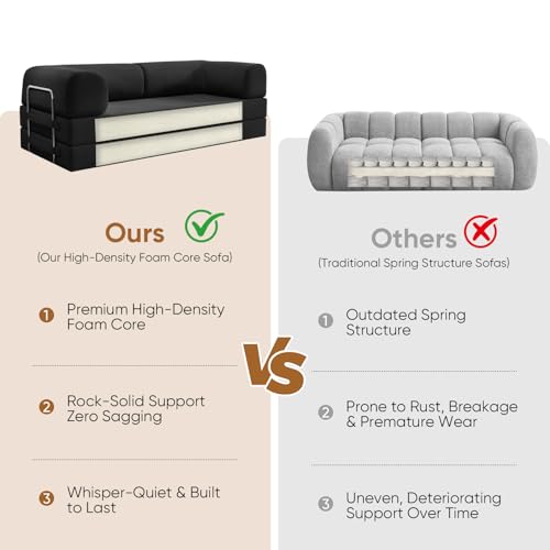 Image of Modular Sectional Sofa Couches L-Shape Couch 3 Seat Modular Sofa Memory Foam Sectional Couches for Living Room (Black, 79 inch+SofaBed)