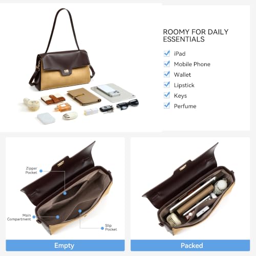 Image of BOSTANTEN Shoulder Bag for Women Vegan Leather Purse and Handbags | Soft Slouchy Suede-Mix Style, Roomy Capacity, Detachable Adjustable Strap, For Daily Work Travel Shopping