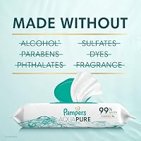 Pampers Aqua Pure Baby Wipes, Unscented, Fragrance Free, 99% Water, Water Based, Multi-Use, 448 Wipes Total (8X Flip-Top Packs) — image 3