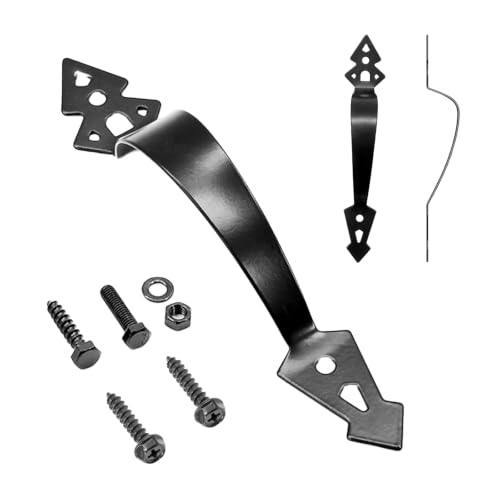 JZCHBL Barn Door Handle, 11 Inch, Heavy Duty Black Steel Sliding Door Pull, Rustic Farmhouse Style, for Interior Exterior Wood Doors, Gate, Closet and Shed