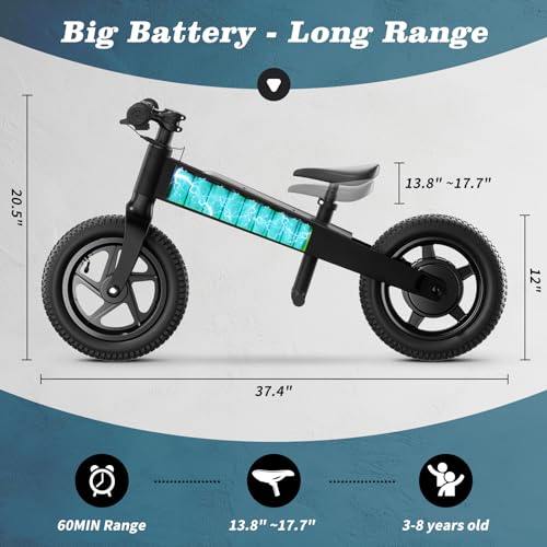 Mooguueer Electric Bike For Kids, Electric Balance Bike For Ages 3-8 Years Old,Kid Electric Motorcycle With 2 Speed Modes,Push-Button Brakes,12 Inch Dirt Off-Road Tire And Adjustable Seat thumb #2