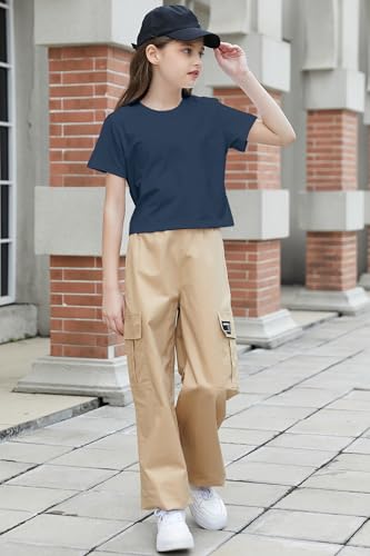 Image of Betusline Girls & Women Basic Summer Short Sleeve Slim Fit T-Shirts Soft Crewneck Crop Y2k Tee Cute Gym Fashion Clothes